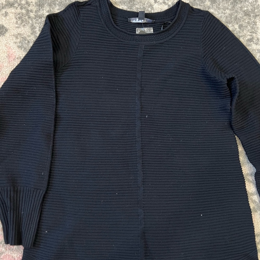Cyrus Black Ribbed Pullover Sweater Long Sleeve Size XS As Is New with defect